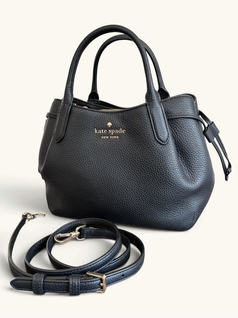 kate spade Black Dumpling Leather Satchel with Detachable Crossbody Strap